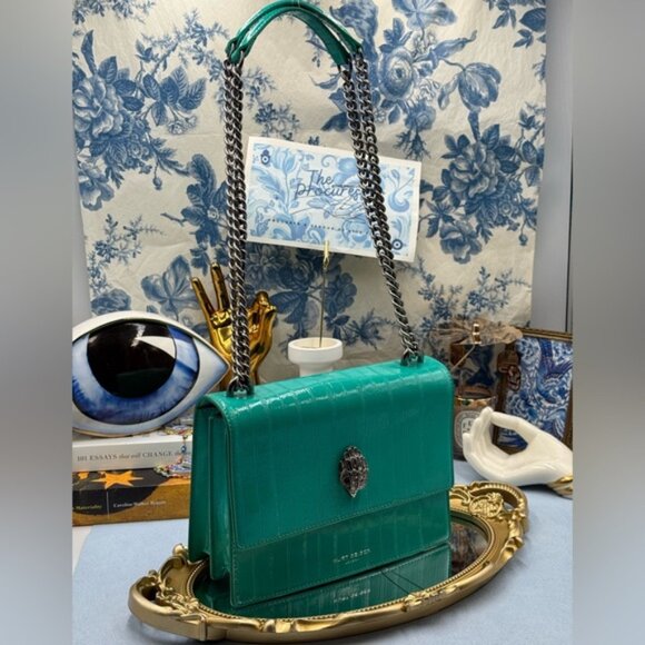 🆕 KURT GEIGER LONDON 🧿 NWOT Shoreditch Small Leather Crossbody Bag, Aqua Green - Picture 2 of 16